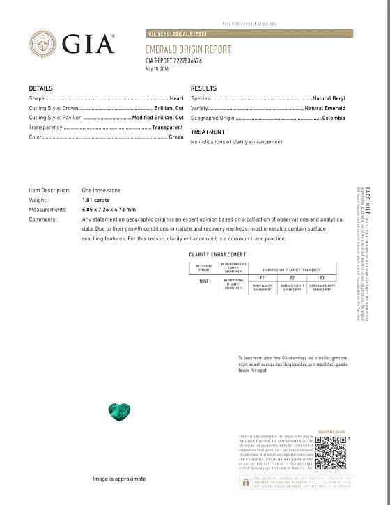 【无油】1.01ct哥伦比亚祖母绿！[爱心]形切割，火彩非常好，颜色vividg..._刻面宝石祖母绿