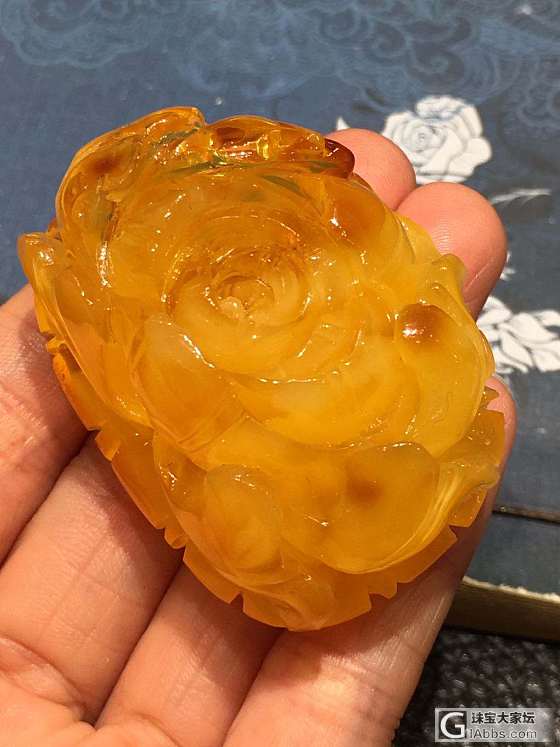 蜜蜡牡丹花_挂件花件琥珀蜜蜡