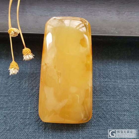 极品俄料满蜡蜜糖色飘白花蜡无事牌_牌子挂件蜜蜡