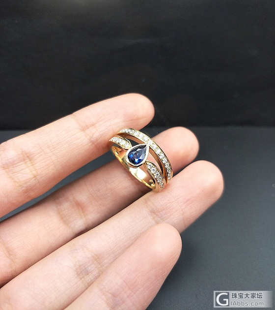 18k金蓝宝石💎💍_戒指彩色宝石