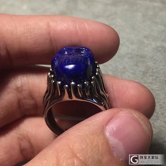 精品老矿青金无白撒金骷髅💀男戒一枚  仅一枚拼速度了_戒指青金石