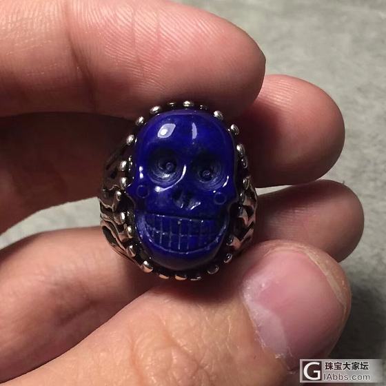 精品老矿青金无白撒金骷髅💀男戒一枚  仅一枚拼速度了_戒指青金石