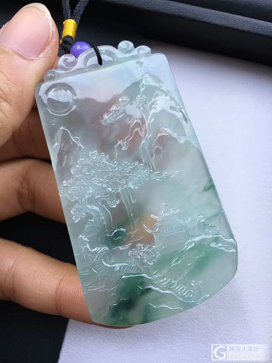 冰飘花山水牌，你能想出和哪首诗的意境来😊_牌子挂件翡翠