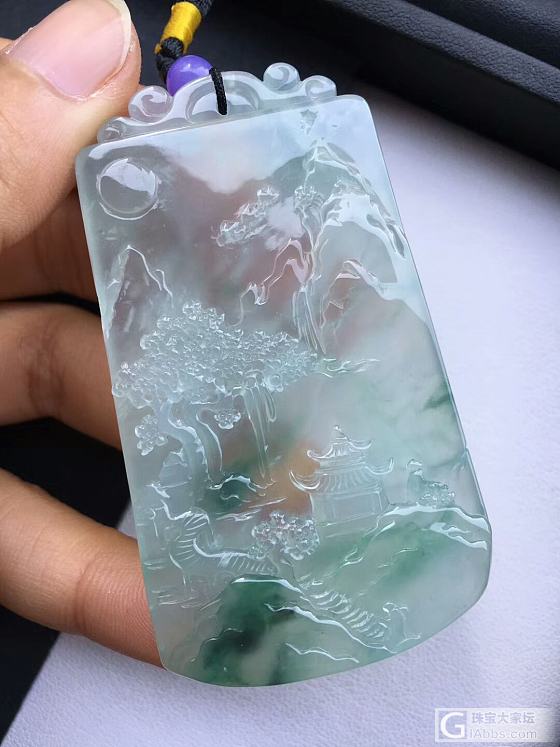冰飘花山水牌，你能想出和哪首诗的意境来😊_牌子挂件翡翠