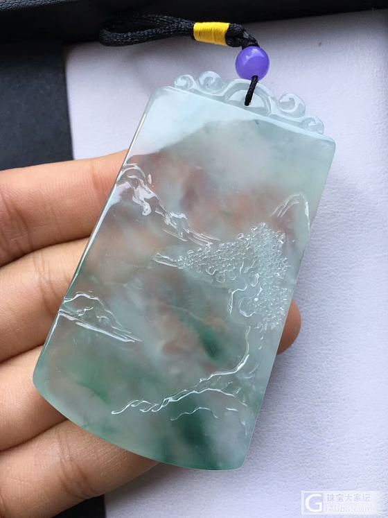 冰飘花山水牌，你能想出和哪首诗的意境来😊_牌子挂件翡翠