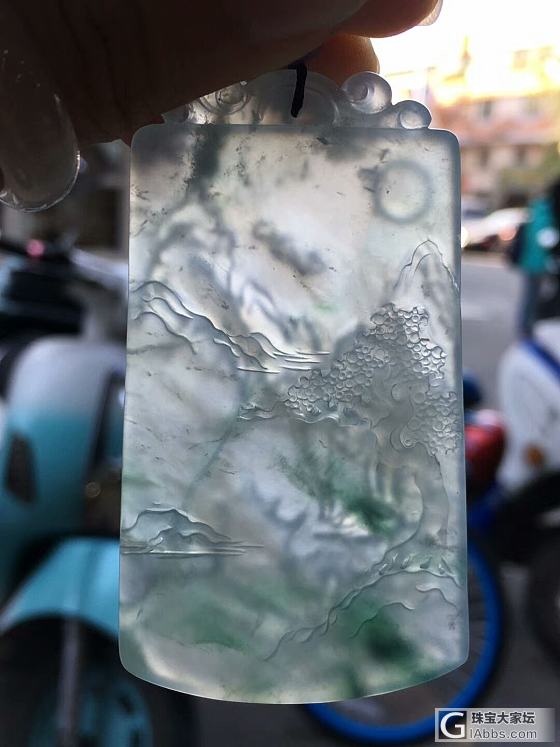 冰飘花山水牌，你能想出和哪首诗的意境来😊_牌子挂件翡翠