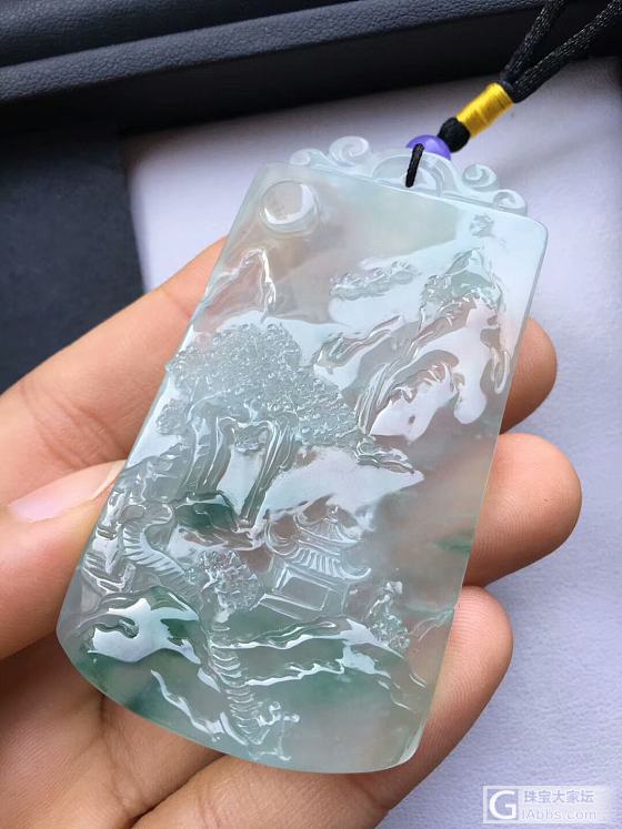 冰飘花山水牌，你能想出和哪首诗的意境来😊_牌子挂件翡翠