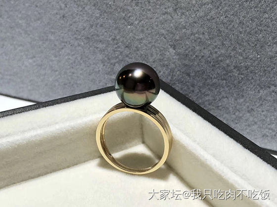 大溪地黑珍珠戒指💍正圆无暇_珍珠戒指