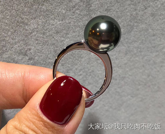 大溪地黑珍珠戒指💍正圆无暇_珍珠戒指
