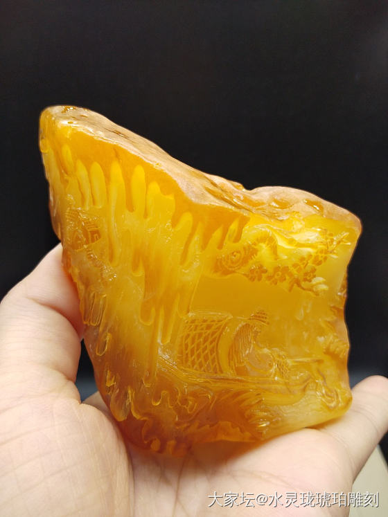 渔歌        佳作完工了！太赞！_雕刻琥珀蜜蜡