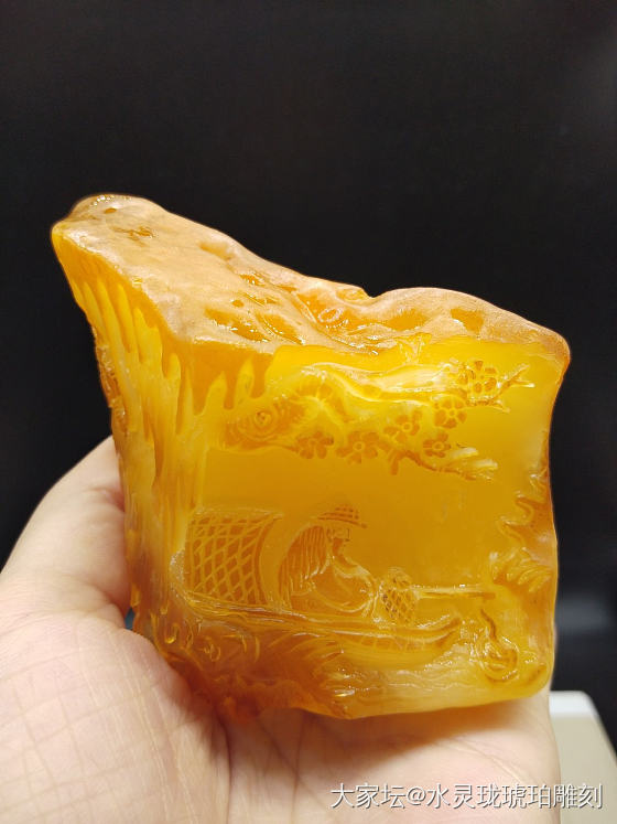 渔歌        佳作完工了！太赞！_雕刻琥珀蜜蜡