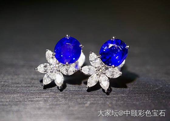 ##中颐旗舰天然皇家蓝蓝宝石耳钉##  3.96ct_耳钉蓝宝石