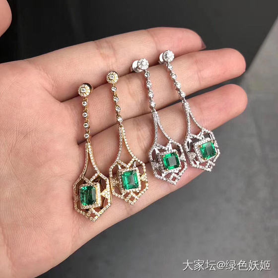 现货两对 祖母绿耳坠[愉快]_祖母绿