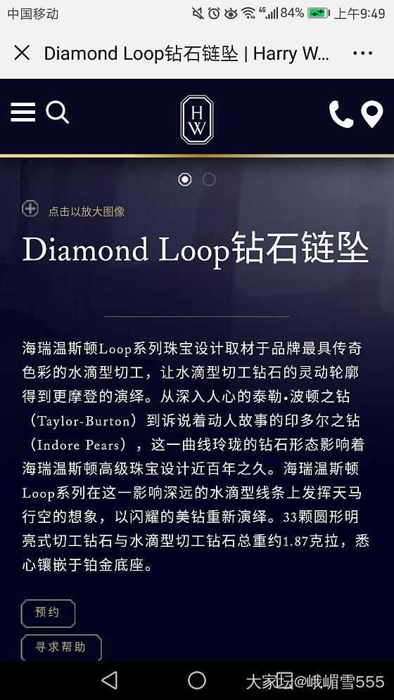 请各位行家来预估下HW的LOOP项链定制要准备多少资金呀?_项链钻石