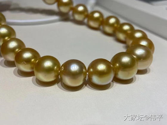 盛装出席只为遇见你！南洋金珠项链耀眼无比浓郁深金金珠项链  10.5-13mm_珍珠