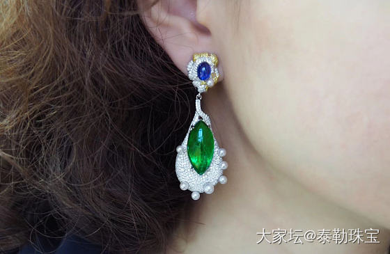 【泰勒彩宝】16.97ct祖母绿高定耳坠_耳饰祖母绿