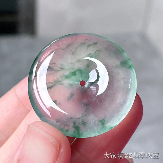 玻璃种起光飘花平安扣_翡翠