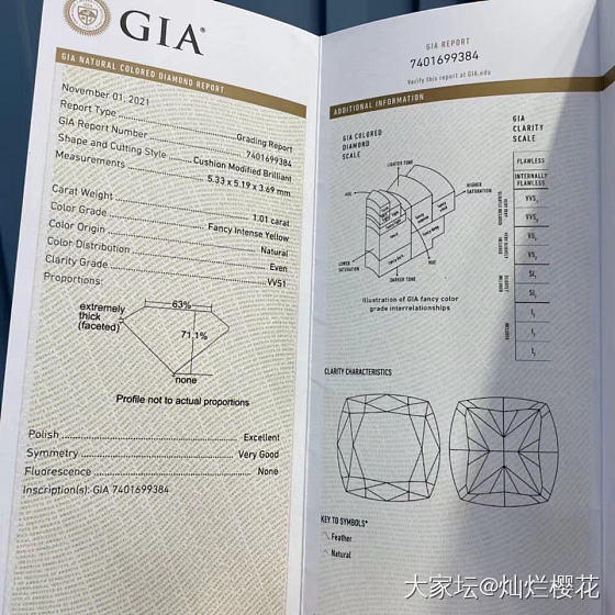 特价🉐️一口价💰33800垫形彩黄裸石.  1.01CT  -Fancy inte..._钻石