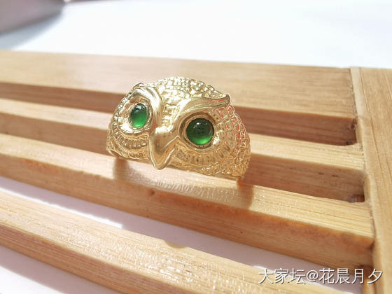 🦉18k金翡翠🦉猫头鹰戒指🦉，男女都可以戴，不挑人_名贵宝石翡翠