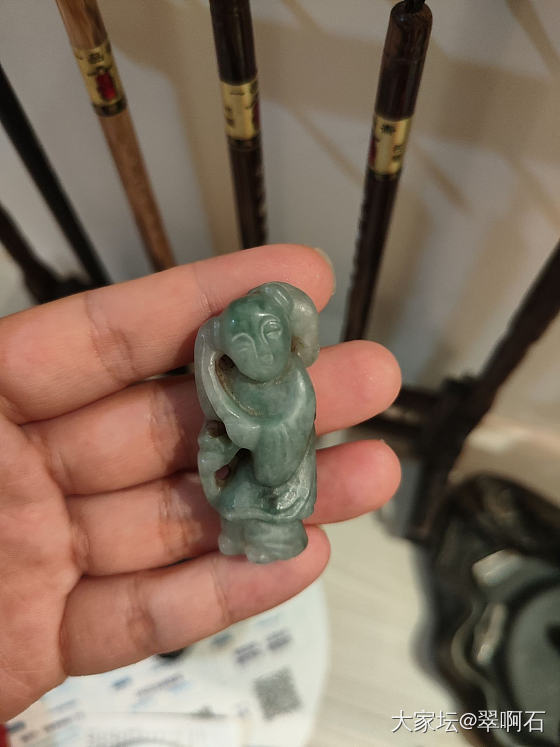 老玉 老翡翠玉人 琥珀_首饰