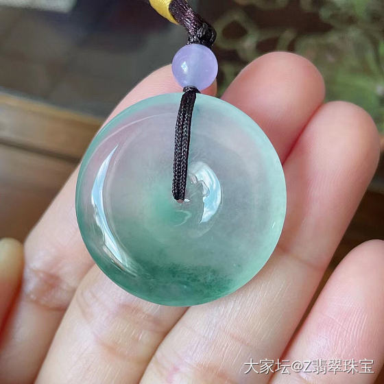 冰荧光绿平安扣_翡翠