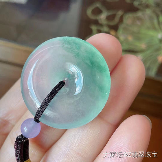 冰荧光绿平安扣_翡翠