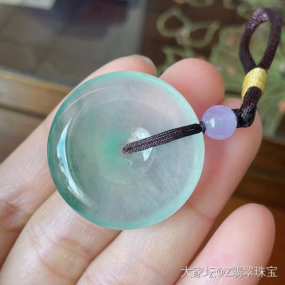 冰荧光绿平安扣_翡翠