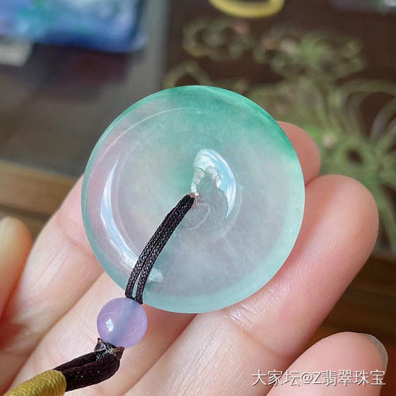 冰荧光绿平安扣_翡翠