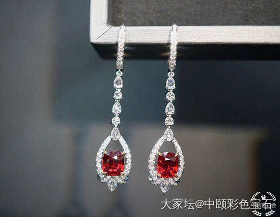 ##中颐VIP定制欣赏##  天然无烧鸽血红红宝石耳坠_红宝石名贵宝石
