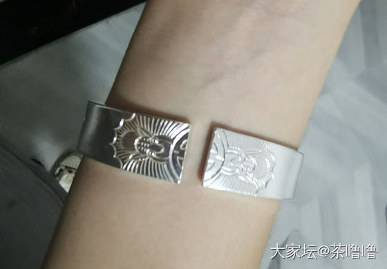 魏紫牡丹花银手镯 平板轨道 手工錾刻铲花 纯银手镯_匠人银