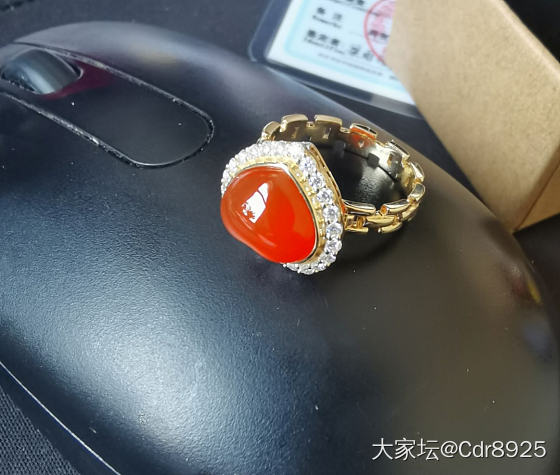校长家的南红戒指收到了，跟着翠儿团购的，和上次的心如意配套好像不错_福利社南红