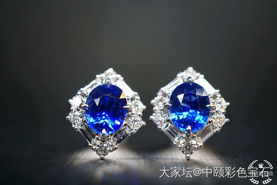 ##中颐天然皇家蓝蓝宝石耳钉##  2.18ct_蓝宝石名贵宝石