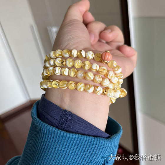 ｜星辰大海 追光逐月｜金瓷白蜜蜡妖花拉丝荧光珠珠_琥珀蜜蜡
