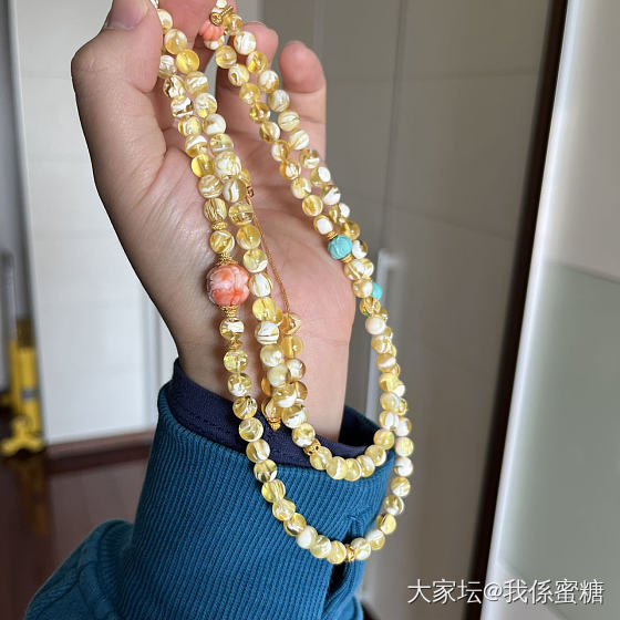 ｜星辰大海 追光逐月｜金瓷白蜜蜡妖花拉丝荧光珠珠_琥珀蜜蜡