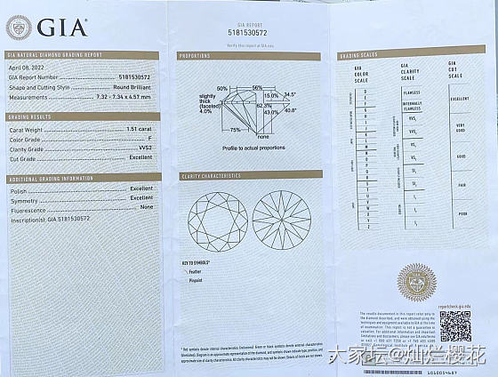 客人定制经典六爪钻戒，1.51克拉 F VVS2 3EX N，18K白金渐收的戒..._钻石