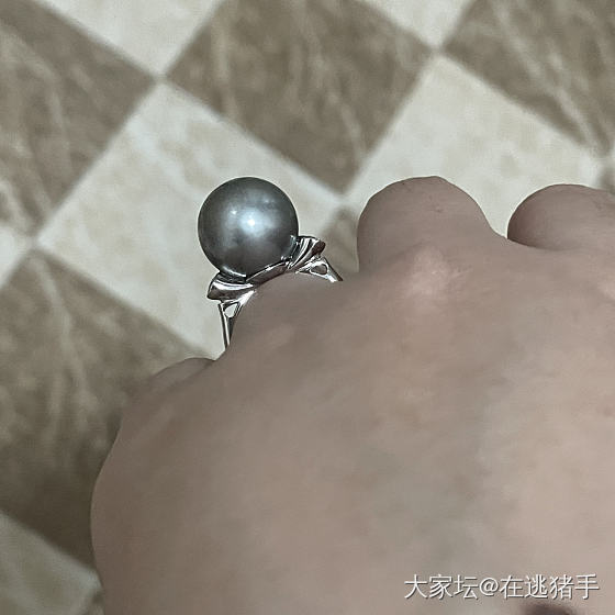 大溪地珍珠戒指镶嵌好啦_戒指珍珠