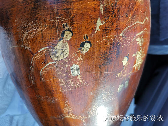 康熙年朱漆描金人物故事对罐_收藏
