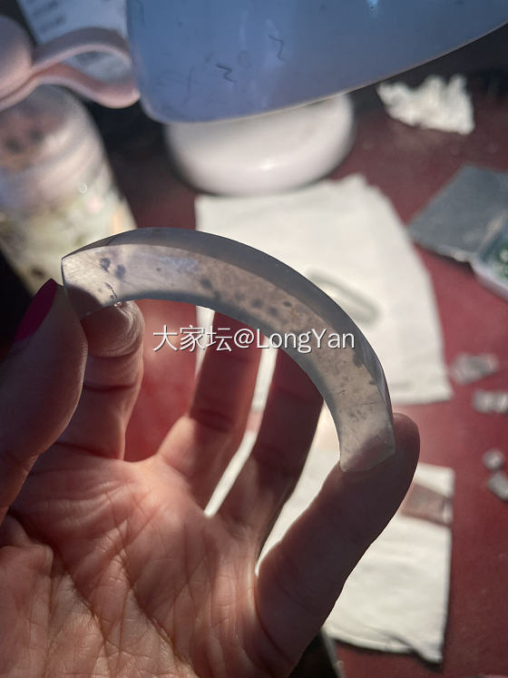 冰玻雪花棉半镯_半成品翡翠