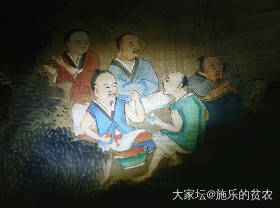 元代（？）盛子照青绿山水人物《渔家晚酌》_收藏