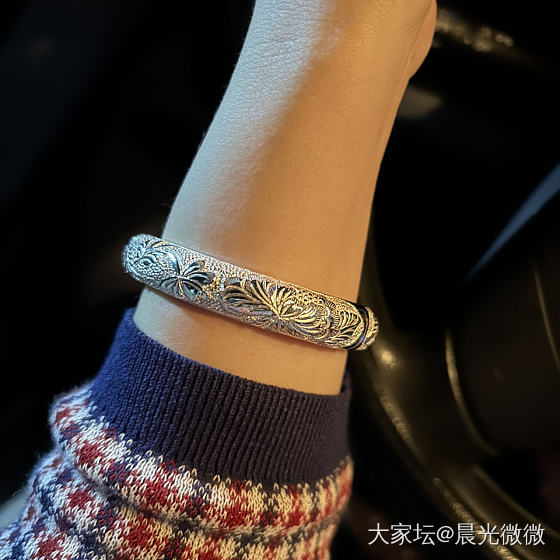 新镯子—珍珠底牡丹_手镯银