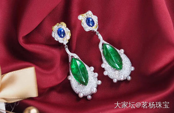 高定款祖母绿耳饰～_彩色宝石