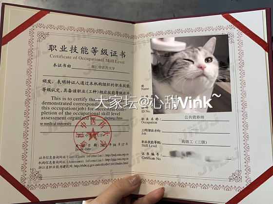 收到了热乎的营养师证～😊😊😊_搭配和田玉钻石