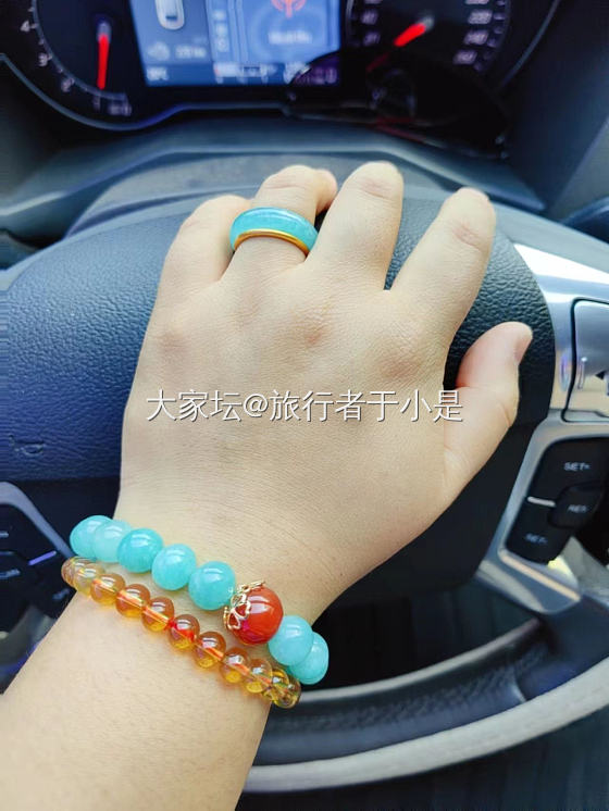 秀秀刚从坛友那收的天河石手串_珠串天河石