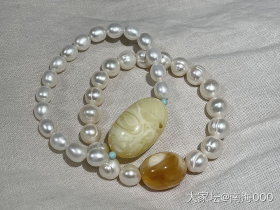 蜜蜡和珍珠真是绝配！一俄一乌_琥珀蜜蜡