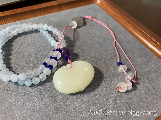 编了个海蓝宝挂坠绳_首饰和田玉