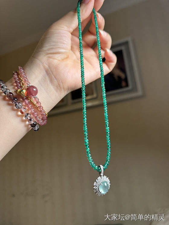 最近的串珠作品_串珠祖母绿名贵宝石