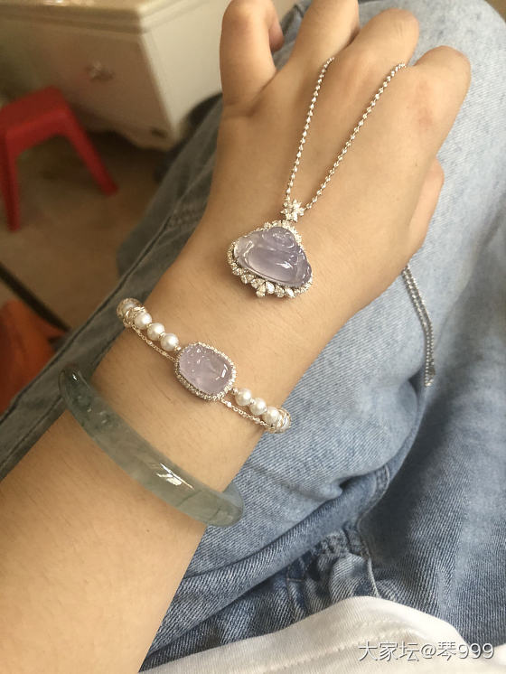 紫貔貅珍珠手链已做好，翡翠配珍珠是真的好看_翡翠