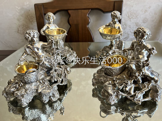 他们是来自1880年的法国Odiot极品小天使盐碟一套，不爱奢侈品，独爱银器。_银器