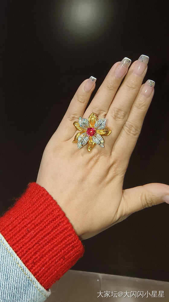 绝美高定坦桑尼亚马亨盖热粉尖晶戒指艺术款钻石花朵戒指_名贵宝石