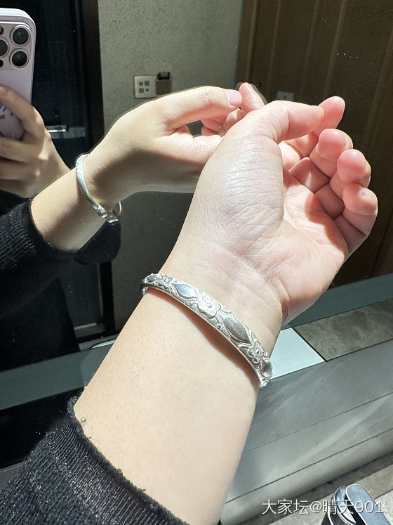 一只老式泡珠银手镯~_银